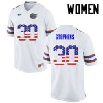 Women's Florida Gators #30 Garrett Stephens NCAA Nike White USA Flag Fashion Authentic Stitched College Football Jersey NMJ0662GJ